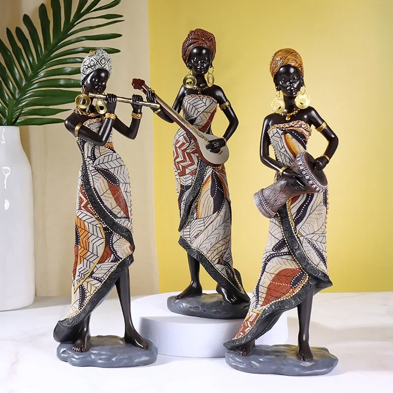 Vintage Collectible Figures - 31cm Vintage African style Resin Crafts